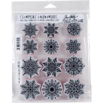 Stampers Anonymous Tim Holtz Cling Stamps - Mini Swirley Snowflakes
